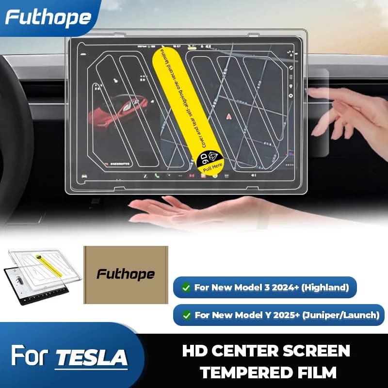 Futhope HD Tempered Glass Screen Steel film For Tesla New Highland Juniper Launch Film Protection Installation tool