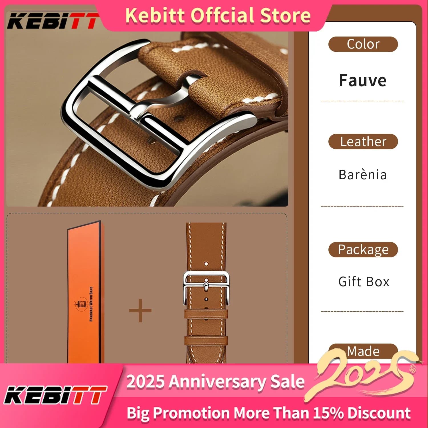 Kebitt For Apple Watch Series 10 Ultra2 9 8 7 6 Strap High Quality Genuine Leather Band Iwatch 46MM 42MM 41mm 45mm 49MM Bracelet