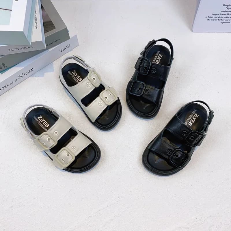Summer Children Genuine Leather Sandals Fashion Open Toe Soft Bottom Anti Slip Shoes for Kids Girls Boys Casual Beach Sandals