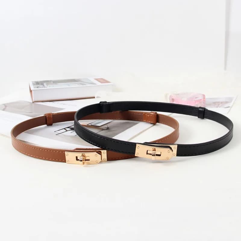 2025 Women's Adjustable Thin Belt - Korean Style Slim Waist Strap for Dresses Coats Fashion Buckle Lock Delicate Belt