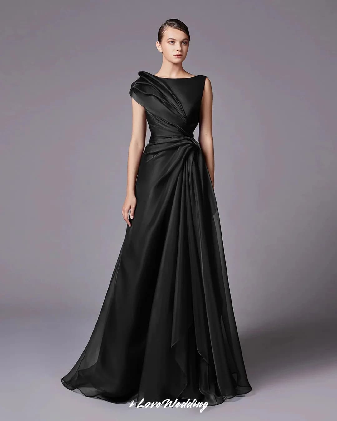 Women's Sleeveless Long Evening Dress A-Line Wedding Guest Dress Ruched Floor Length Dress Formal Party Gowns Customized