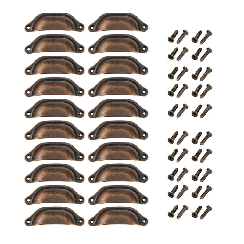 20PCS Antique Iron Drawer Knobs Pulls Handles - Vintage Kitchen Cabinets Furniture Wardrobe Pull Handle