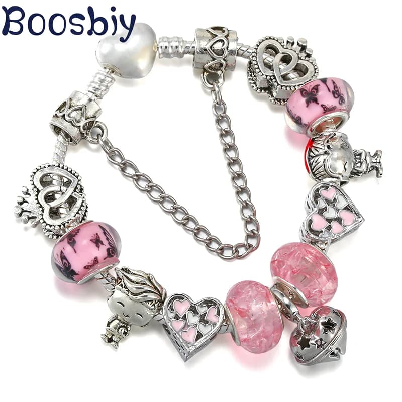 Love For You Charm Chain With Heart-Shaped Bell Pendant Fit Jewelry Gift Bracelet For Women Lover Valentine's Day New