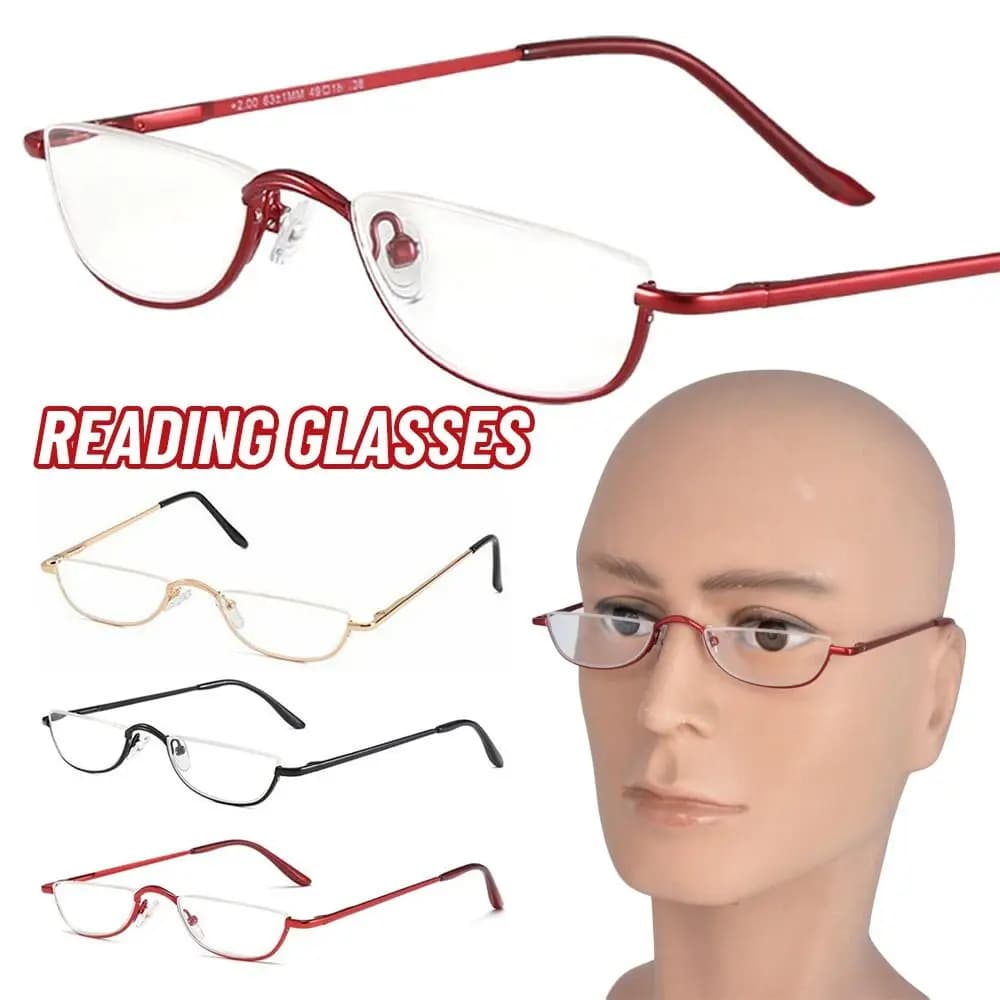 Spring Hinge Ultra Light Resin Half Frame Half Moon Reading Glasses Flexible Portable Eyeglasses