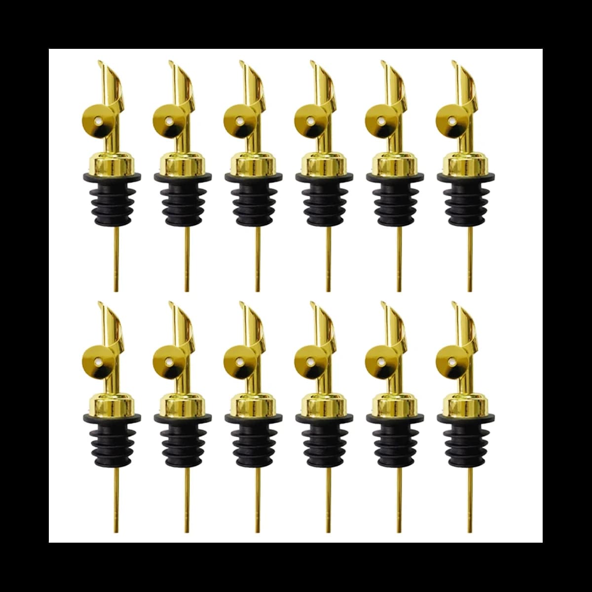 12PCS Stainless Steel Liquor Bottle Pourers, Auto Flip Olive Oil Spou Alcohol for About 3/4Inch Bottle Mouth Gold
