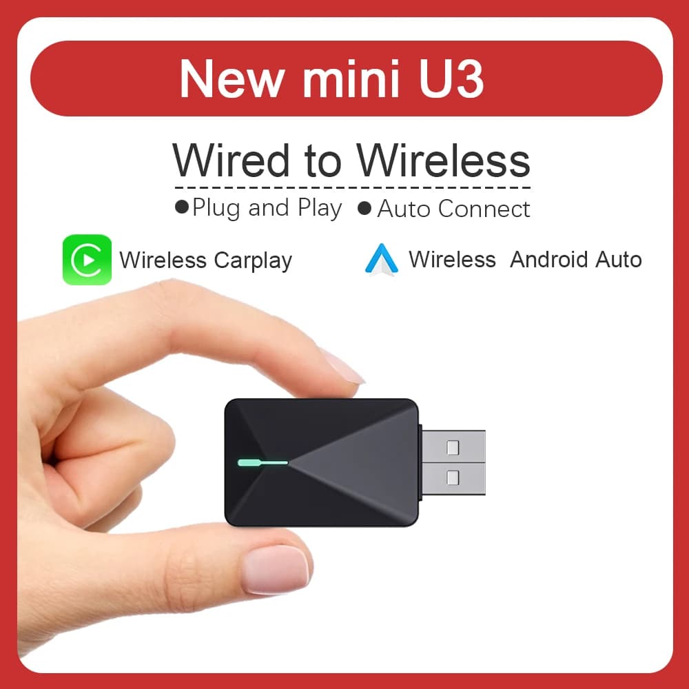 For Honda Mini U3 2-in-1 Wireless CarPlay Android Car Adapter Plug & Play Smart Mini Box Converter Wired CP/AA to Wireless CP/AA