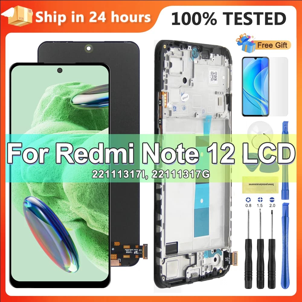 Super AMOLED for Xiaomi Redmi Note 12 4G 23021RAAEG 23021RAA2Y Lcd Display Touch Screen with Frame for Redmi Note 12 4G Screen