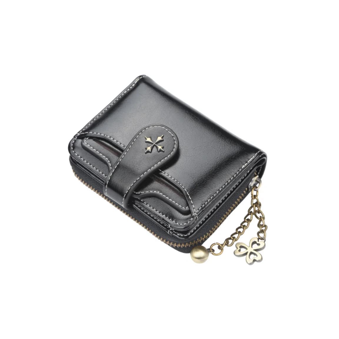 Women's short European and American fashion buckle wallet zipper coin purse