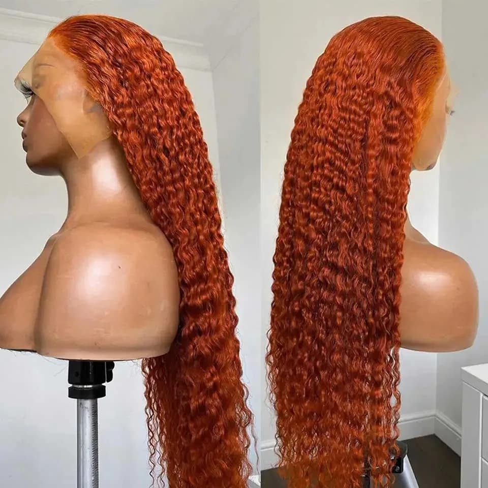 40 Inch 13x4 Lace Front Human Hair Deep Wave Curly ginger 200 Density orange 13x6 Lace Frontal Wig Brazilian For Black Women