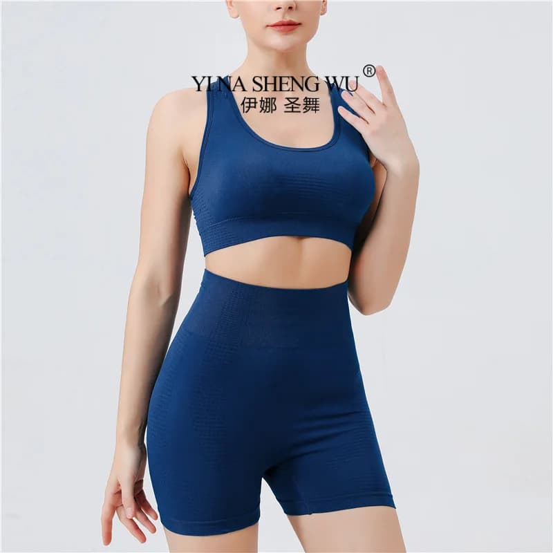Yoga Set Gym Shorts Women Sport Bras Brassiere Workout Top for Women Yoga Clothes Fitness Leggings Solid Color Seamless Yoga Set