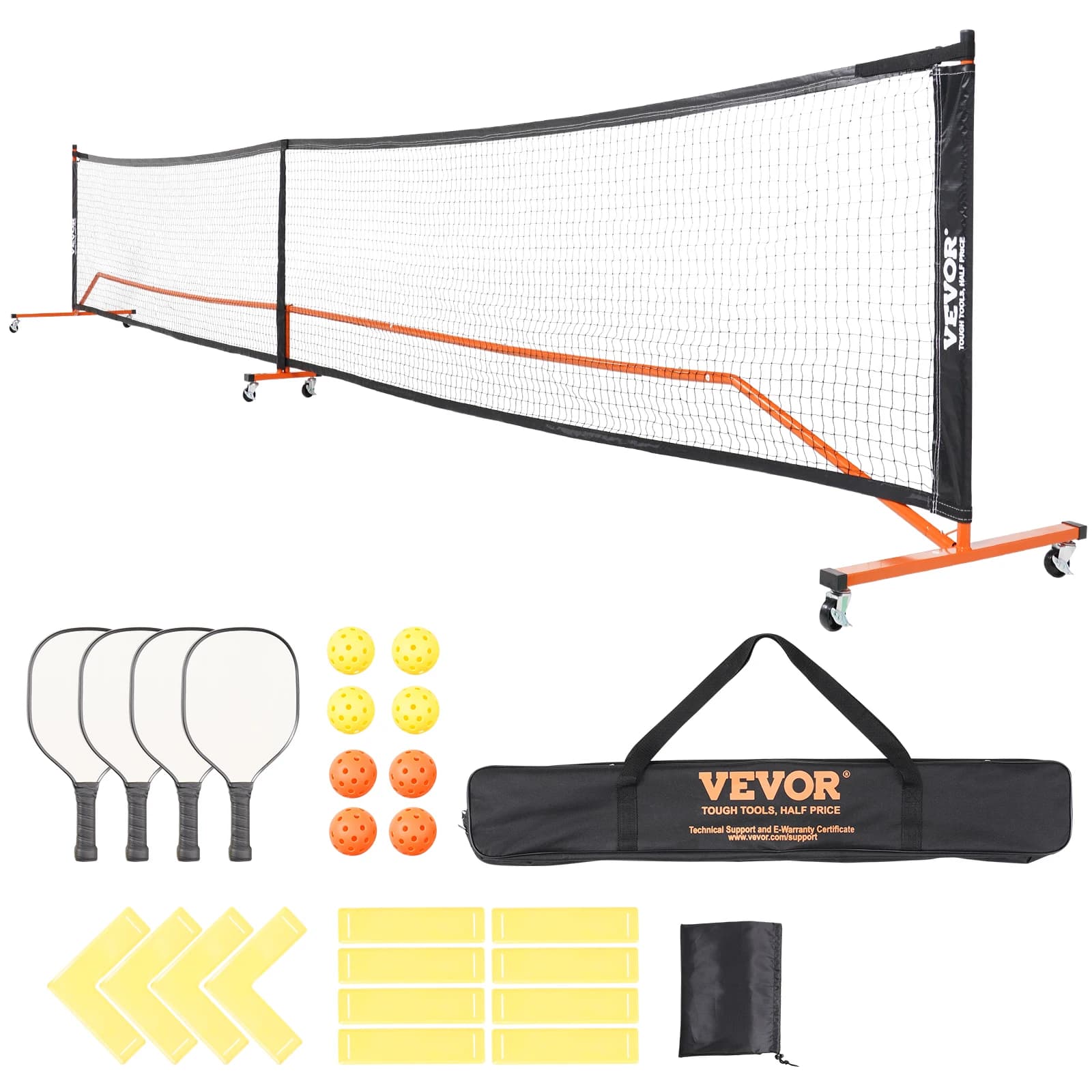 SucceBuy Portable Pickleball Net System 22FT Full Court Official Regulation Size Pickle Ball Nets Outdoor with Court Line