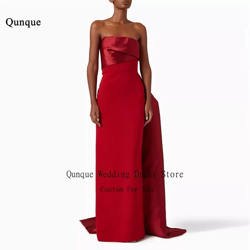 Qunque Mermaid Prom Dresses for Women Off Shoulder Satin Pleat Customized Evening Dresses Wedding Guest Dress Vestidos De Gala