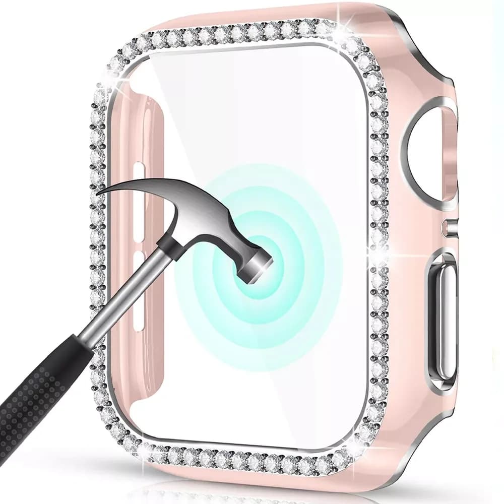 Glass+Cover For Apple Watch Case 45mm 44mm 41mm 40mm 38 42mm Bling Diamond bumper+Screen Protector iwatch series 9 8 7 5 6 4 SE