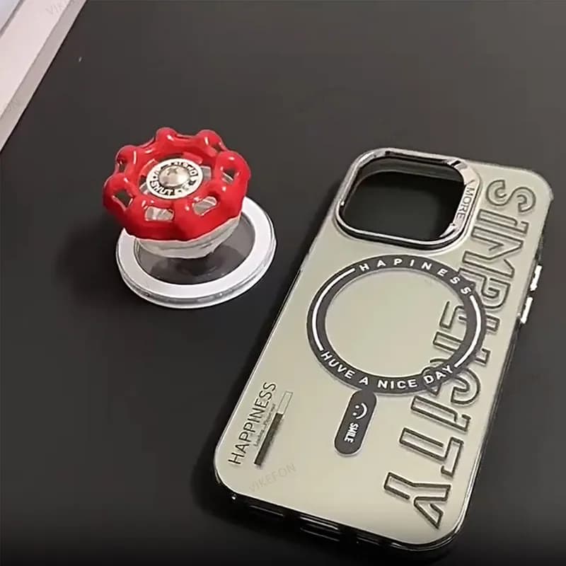 Water Valve Appearance Foldable Magnetic Phone Holder Desktop Grip Holder for Magsafe iPhone 16-12 Ring Finger Expanding Stand