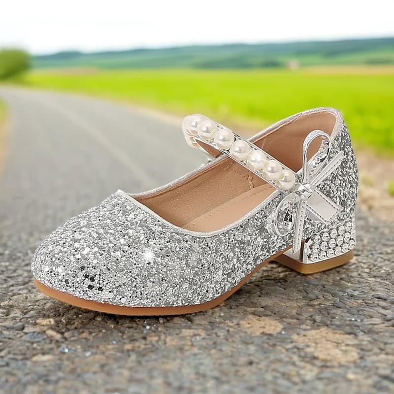 Princess Girls Golden Shoes 2025 Children The New Shoes Cuhk Children's Hhigh Heels Fashion High Heels Baby Single Crystal Shoes