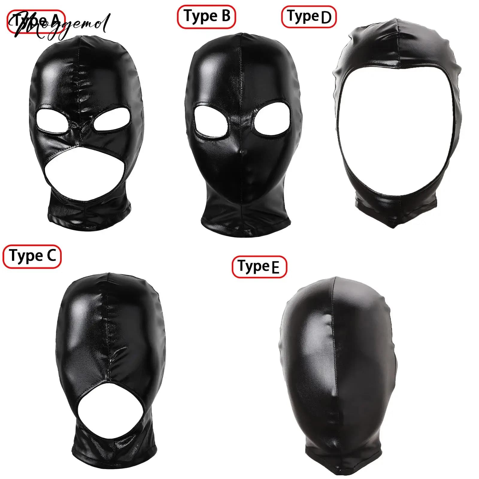Women Mens Unisex Role Play Cosplay Face Mask Sexy PU Leather Latex Head Mask Open Eyes Mouth Nose Bondage Balaclava Headgear