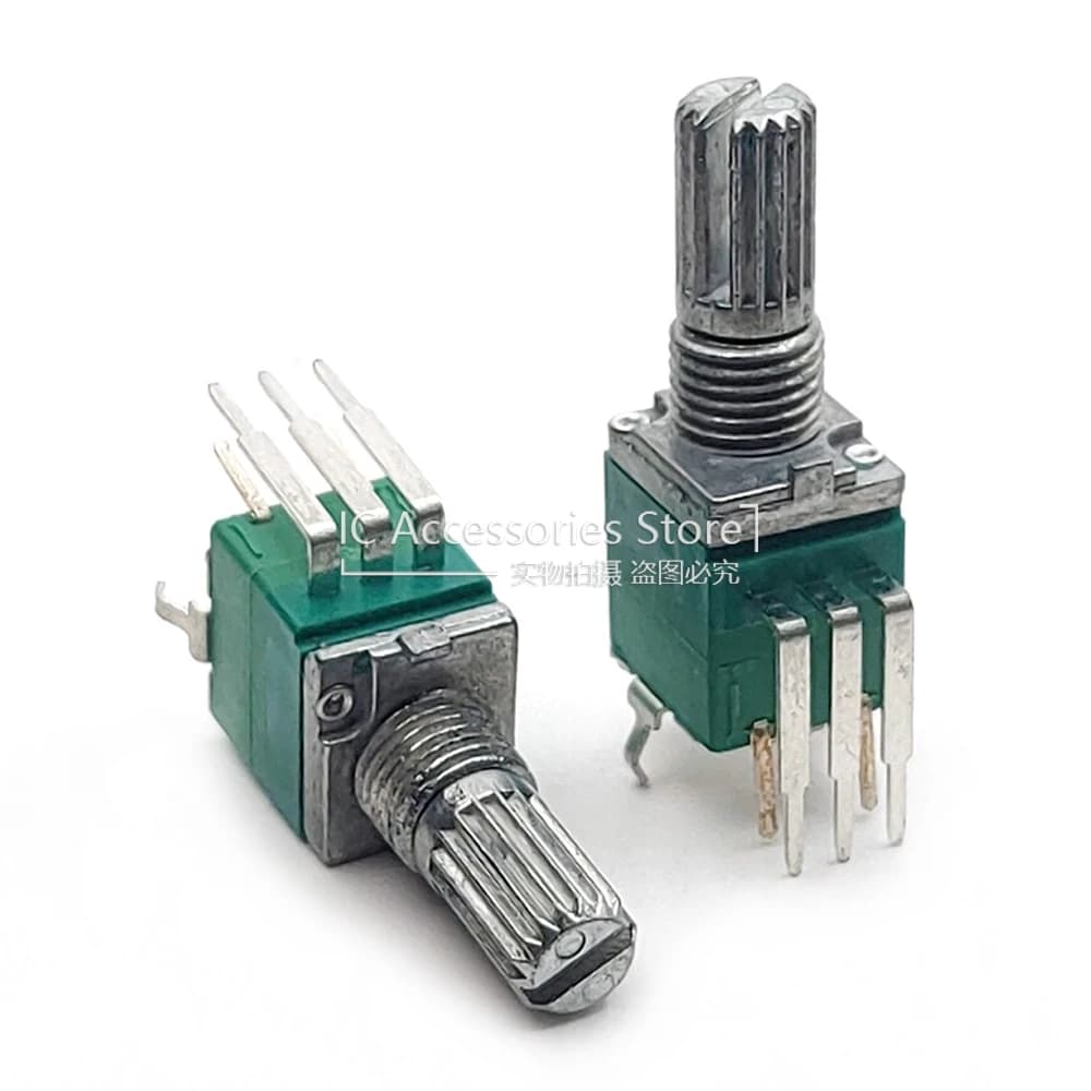 10PCS RK097 Vertical Single With Switch B10K B50K B100K B500K B504 Volume Potentiometer Bent Foot 5 Pin Flower Shaft Length 15MM