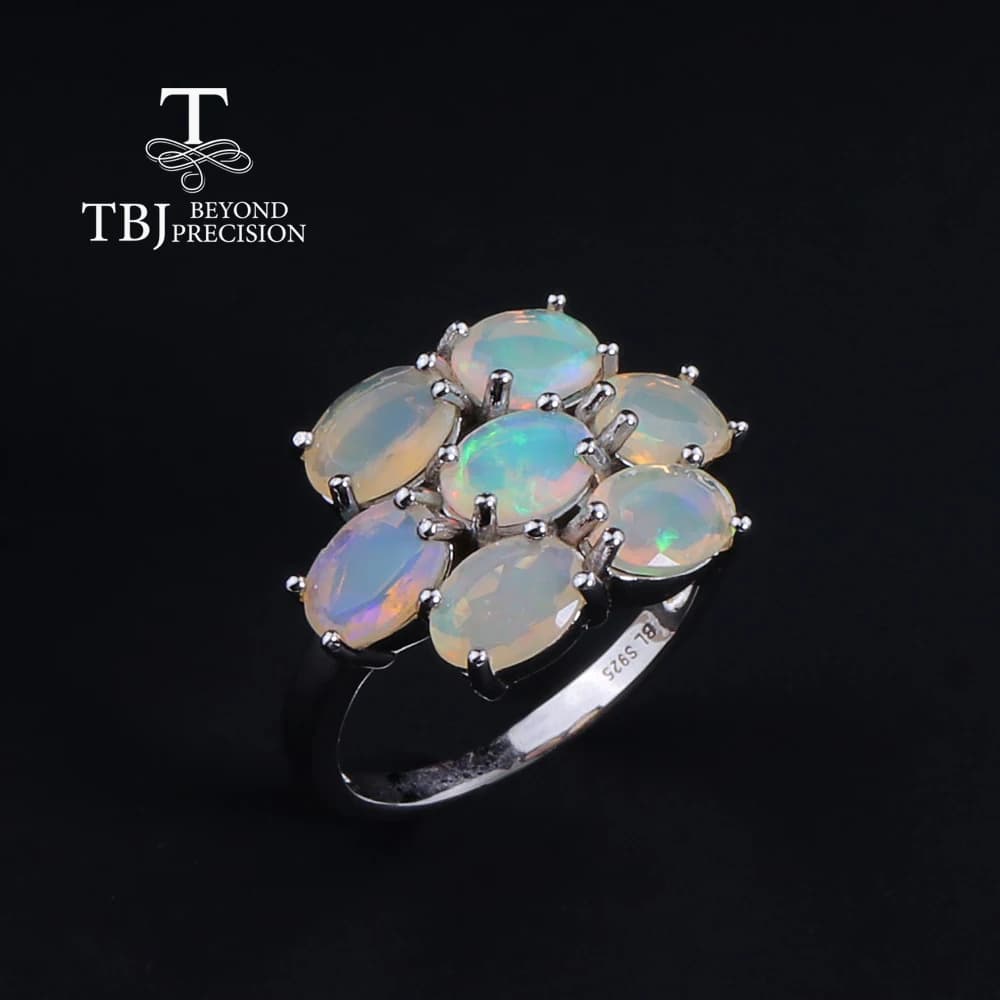 Natural Opal Ring oval cut 5*7mm Real gemstone fine jewelry 925 sterling silver  women wife mom gift