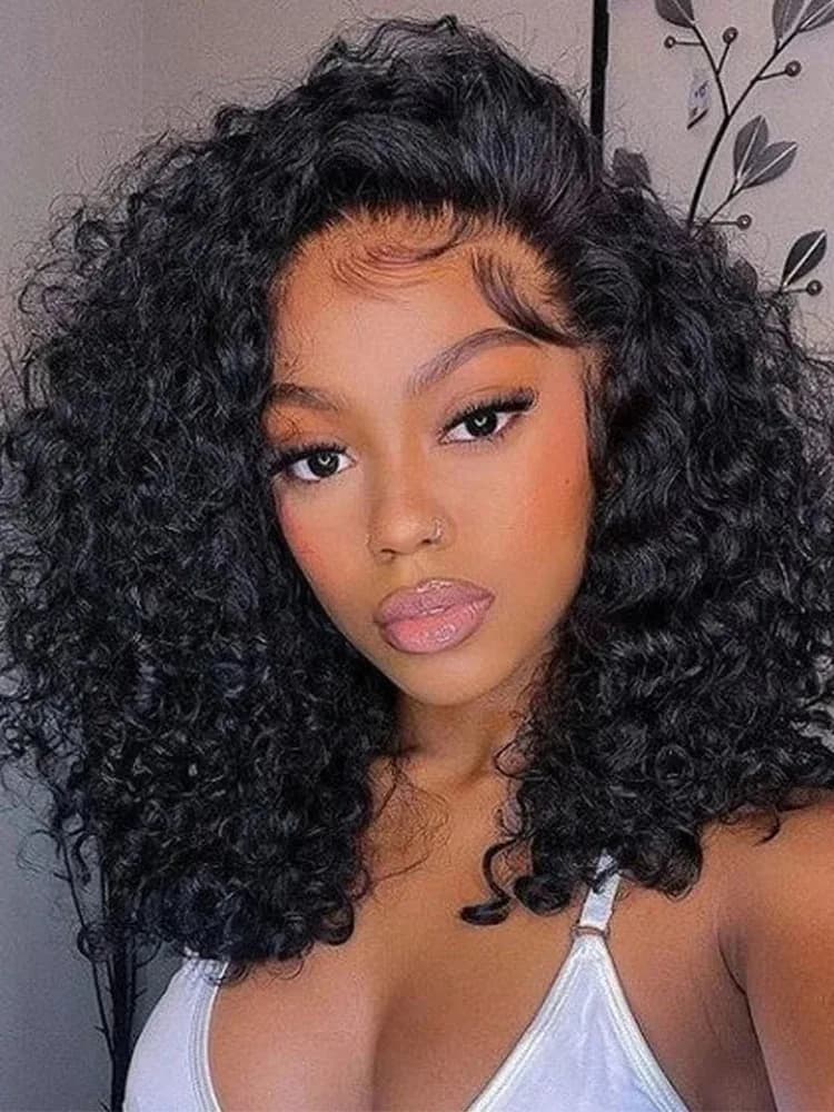 Water Wave Bob 13x4 Lace Front Wigs Preplucked Human Wigs Brazilian Deep Curly Bob Wigs Transparent Lace Frontal Wig For Women