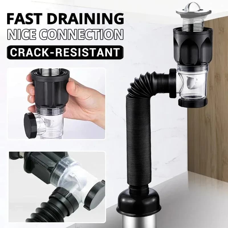 1-3PCS Multi Functional Universal Drain Hand Wash Basin Drain Pipe Basin Drain Pipe Non Adhesive Kitchen Drain Extension Pipe