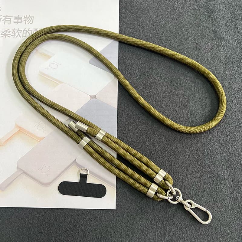 2025 New Lanyard Silver Double Buckle Adjustable Wrist Hand Crossbody Strap Cord Hang Mobile Cell Phone Shoulder Chain Key Rope