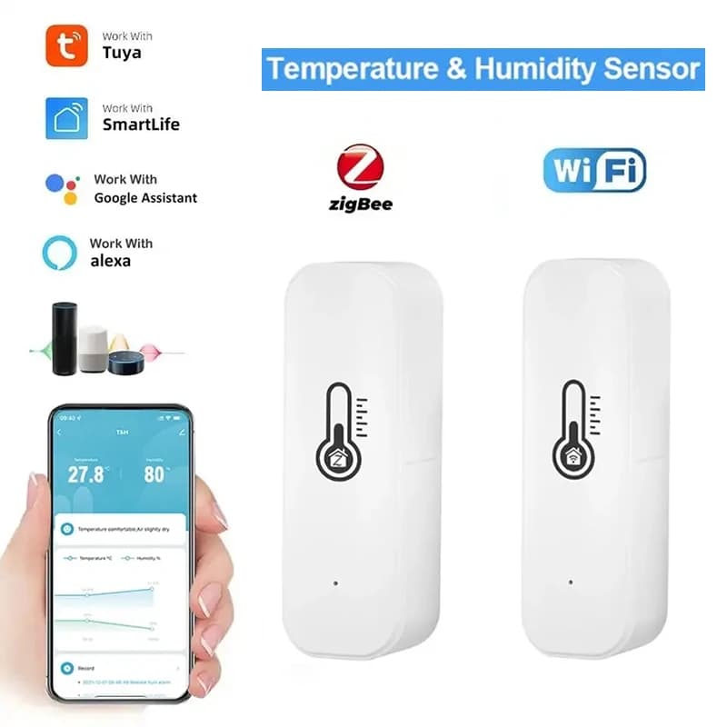 Tuya Zigbee WiFi Temperature And Humidity Sensor APP Remote Monitor For Smart Home var SmartLife WorkWith Alexa Google Assistant