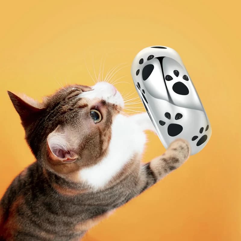 WOSTU Real 925 Sterling Silver Pet Dog Footprint Spacer Stopper Beads fit Wostu Original Charm Bracelet Jewelry Gift CQC594