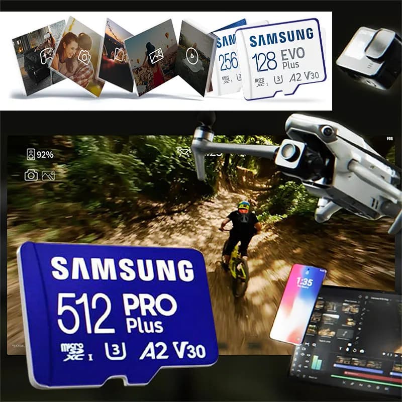 SAMSUNG Original Micro SD 64GB Memori Memory Card C10 TF MicroSD TF Cards SDXC 128GB 256GB 512GB U3 4K For Phone Drone Camera
