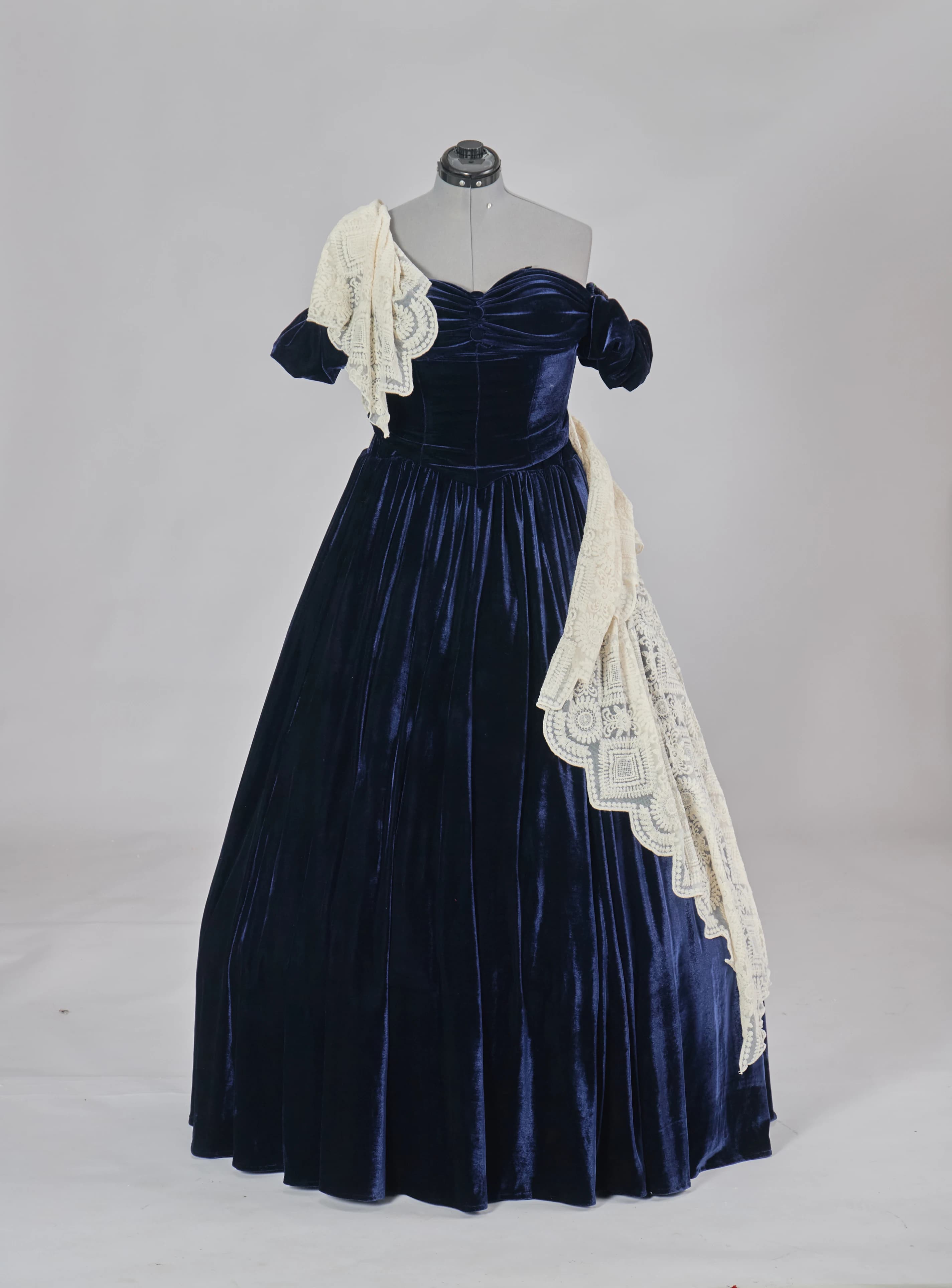 Cosplaydiy Scarlett O Hara Costume Gone With the Wind Blue Velvet Portrait Gown 1860s Civil War Dress Southern Belle Costume