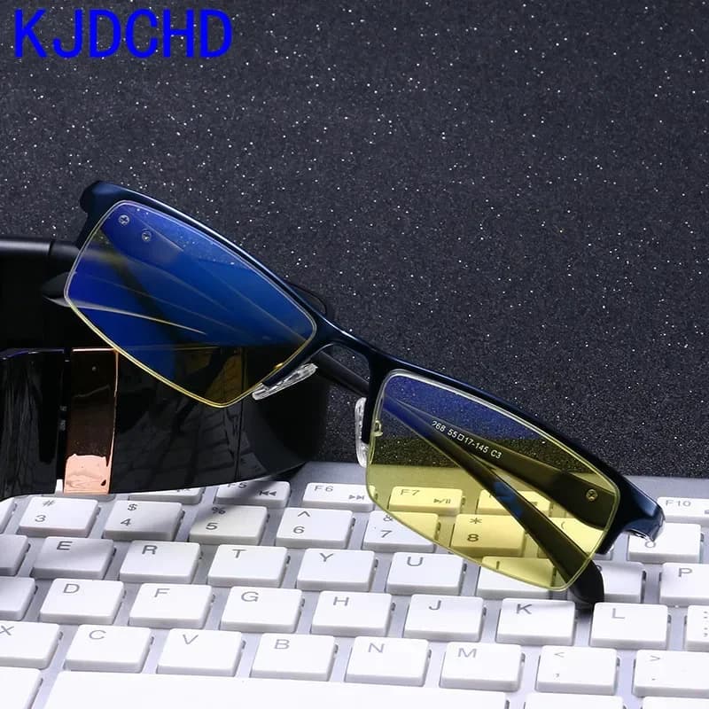 2024 Aluminum Frame Men Computer UV400 Optical Glasses Antifatigue Radiation Protect Classic Myopia Goggle Cycling Eyewear