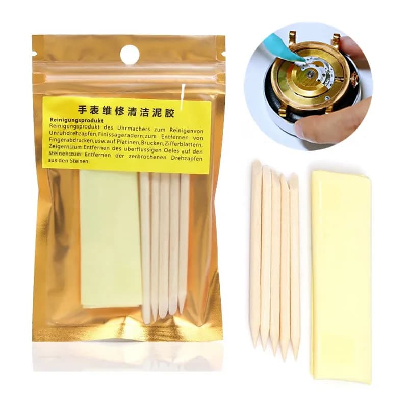 Watch Parts Cleaning Rubber Putty Cleaner Rubber Repair Tools 6033 Cleaning Clay for Watchmaker with 5 Wooden Sticks