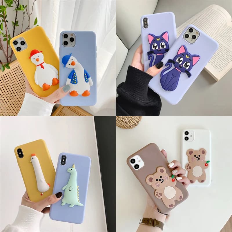 Cartoon 3D Duck Cat Case Case For Huawei Honor 90 Pro 80 GT 60 50 SE 30S 20S 10i 10 Lite Cute Bear Soft TPU Cover