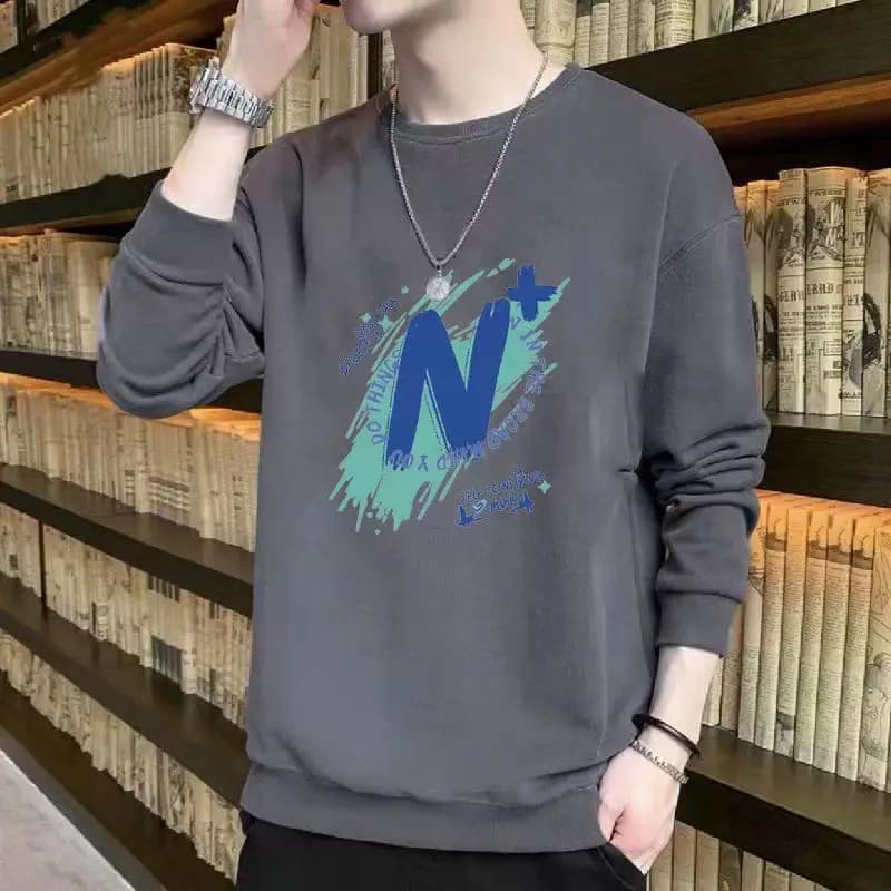 Fashion O-Neck Printed Letter Loose Casual T-Shirt Men's Clothing 2023 Autumn Winter Oversized Korean Tops All-match Tee Shirt