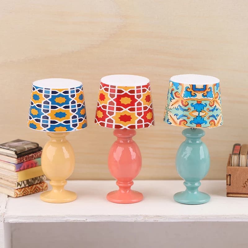 1:12 Dollhouse Miniature Desk Lamp Study Model Dollhouse Furniture Decoration Micro Scene Light Ornament Pretend Play Toys