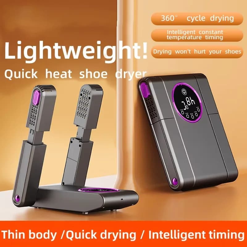 Portable Shoe Dryer Electric Shoe and Boot Dryer 180° Folding Design Smart Display for Shoes Gloves Hats Socks Ski Boots