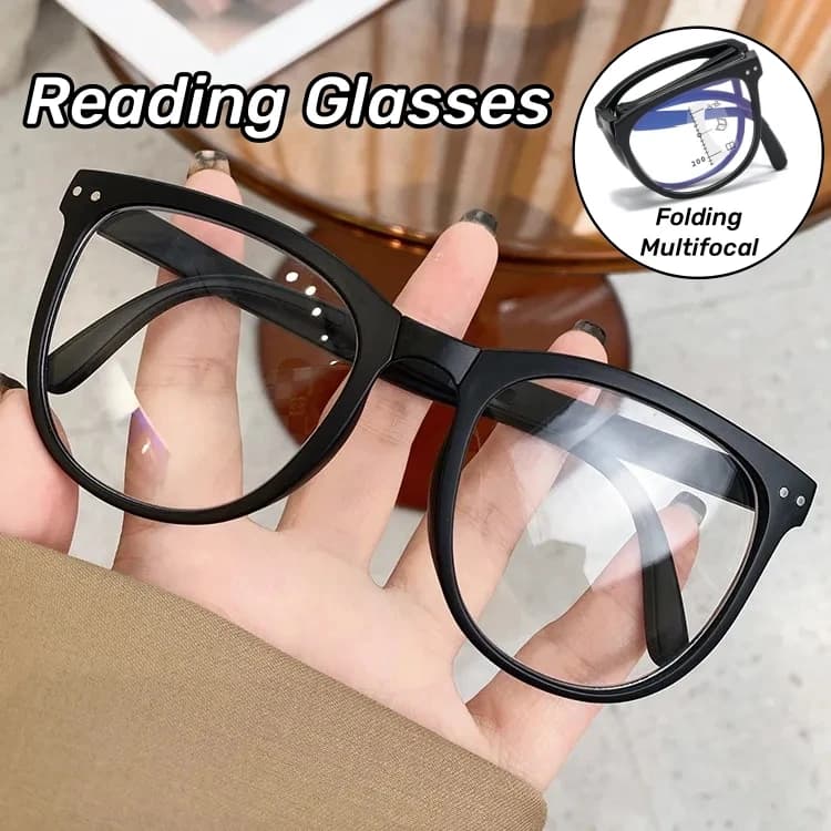 New Personalized Folding Portable Multifocal Reading Glasses Anti Blue Light Presbyopia Glasses High-definition Elderly Glasses