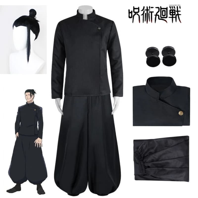 Geto Suguru Cosplay Anime Jujutsu Kaisen Cosplay Adult Mens Shirt Pants Wig Earring High School Halloween Uniform Full Set