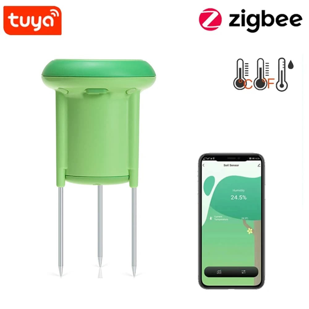 Tuya Smart Zigbee Soil Tester Temperature and Humidity Meter Waterproof Thermohygrometer Garden Automation Irrigation Detector