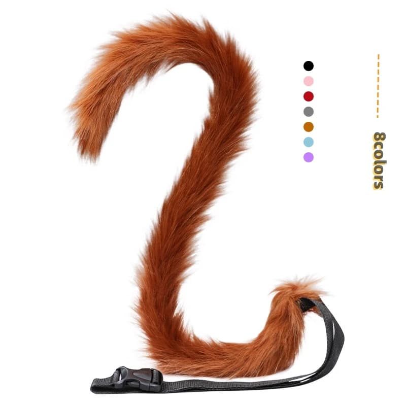 80cm Long Plush Cat Tail Flexible Furry Faux Fursuit Tail Unisex Lolita Costume Acessories Halloween Night Party Tail Pros