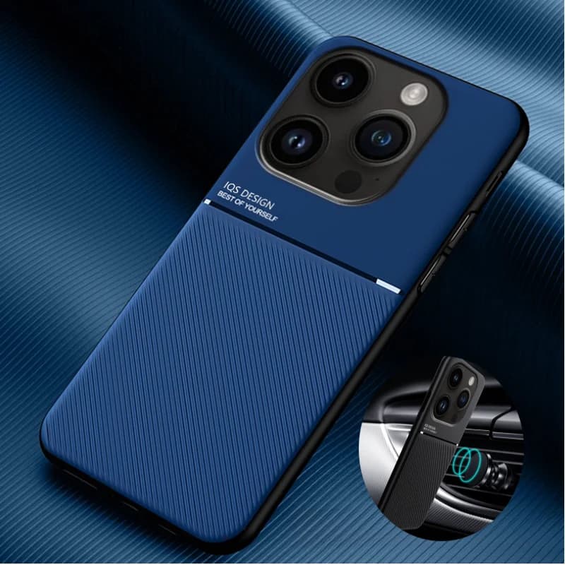 Magnetic Car Holder Leather Phone Case For iPhone 16 Pro Max 16+ Plus 16Pro Silicone Protect Cover for iphone16 16ProMax Funda