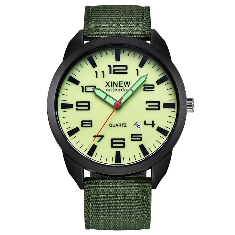 1pc / lot Men Genuine XINEW Brand Cheap Watches Fashion Simple Nylon Band Date Army Quartz Watch Erkek Barato Saat Reloj Hombre