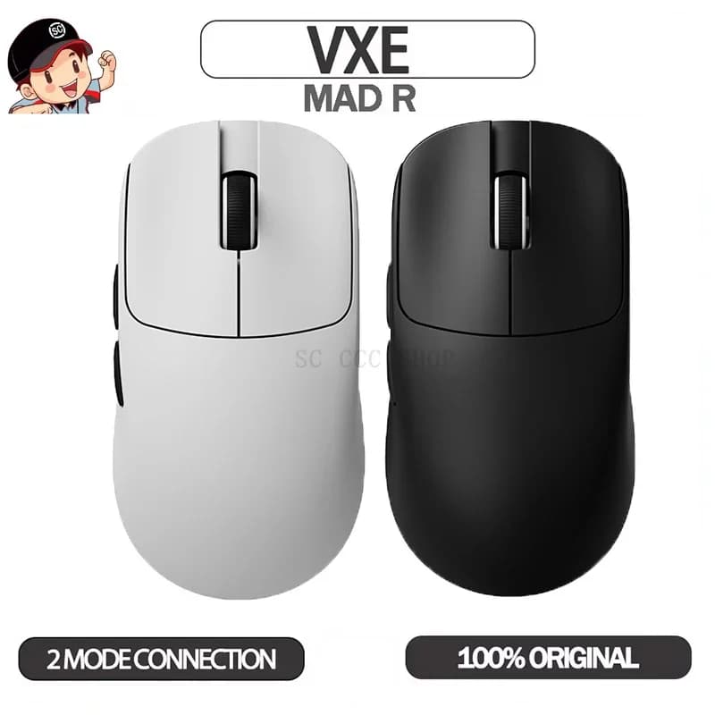 VXE MAD R Series Mouse Ultra Lightweight Wireless Mouse Ergonomic Gaming Dual-Mode E-Sports Mouse Paw3395 Office Accessories