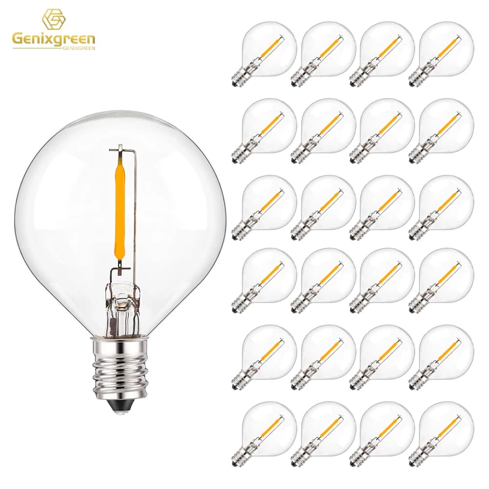 50PCS G40 LED String Light Replacement Bulbs E12 220V 110V Globe Light Bulb Warm White 2200K 10W Equivalent Indoor Outdoor Decor