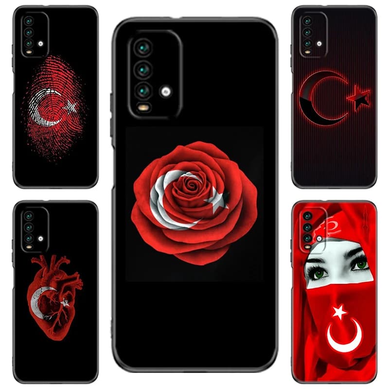 Turkey Turkish Flag Black Silicone Phone Case For Redmi 10 Prime A1 A2 Plus K30 K40 Gaming K60 Pro 9 9A 9C 9T 10A 10C 12 12C 13C