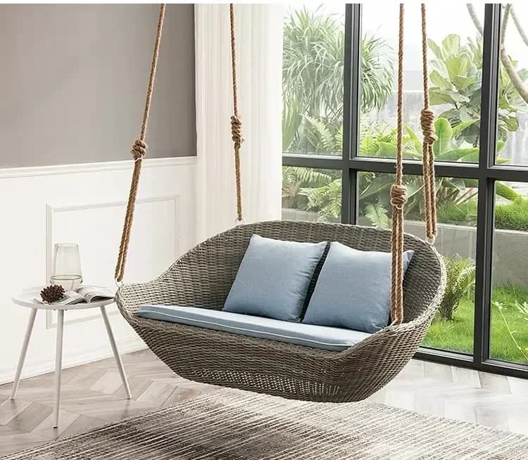Rattan Outdoor Garden Swing Bed Chair Rope Hanging Swing Chair Outdoor Round Swings