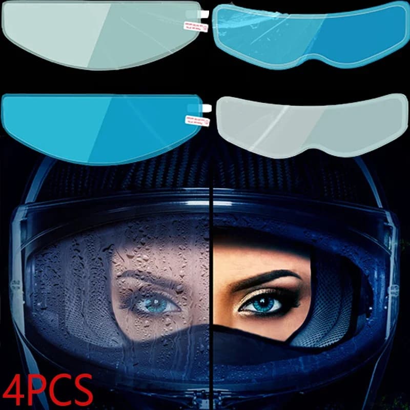 4Pcs Motorcycle Helmet Clear Rainproof and Anti-fog Film Universal Motorcycle Helmet  Coating Sticker Film Helmets Accessories
