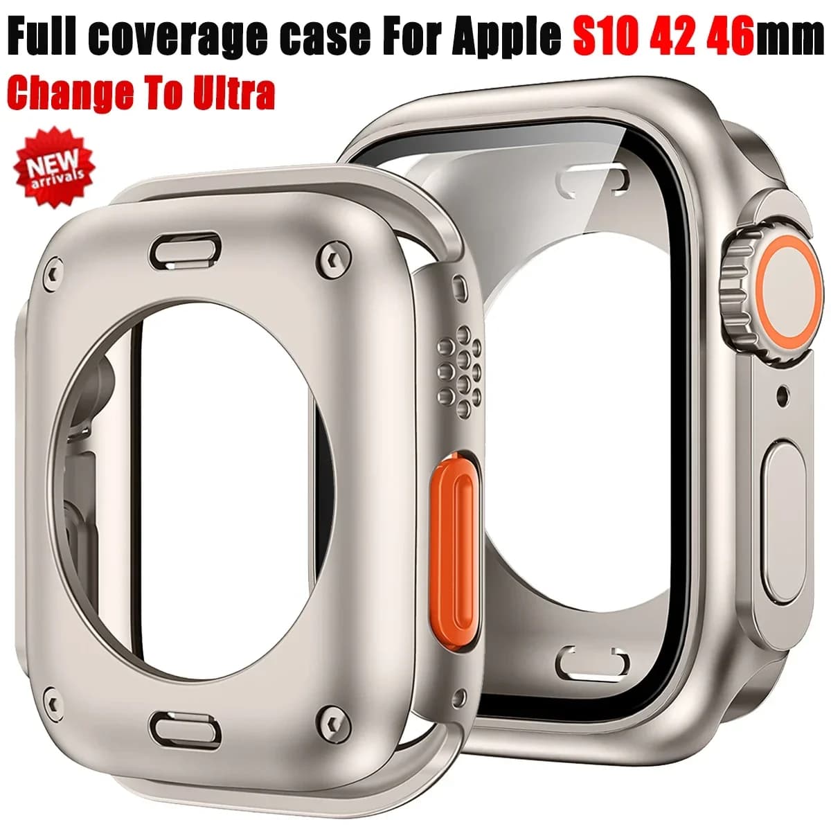Change To Ultra Screen Protector Cover For Apple WatchS10 42 46mm Hard PC Front Rear Bumper Case Full Cover For iWatch Series 10