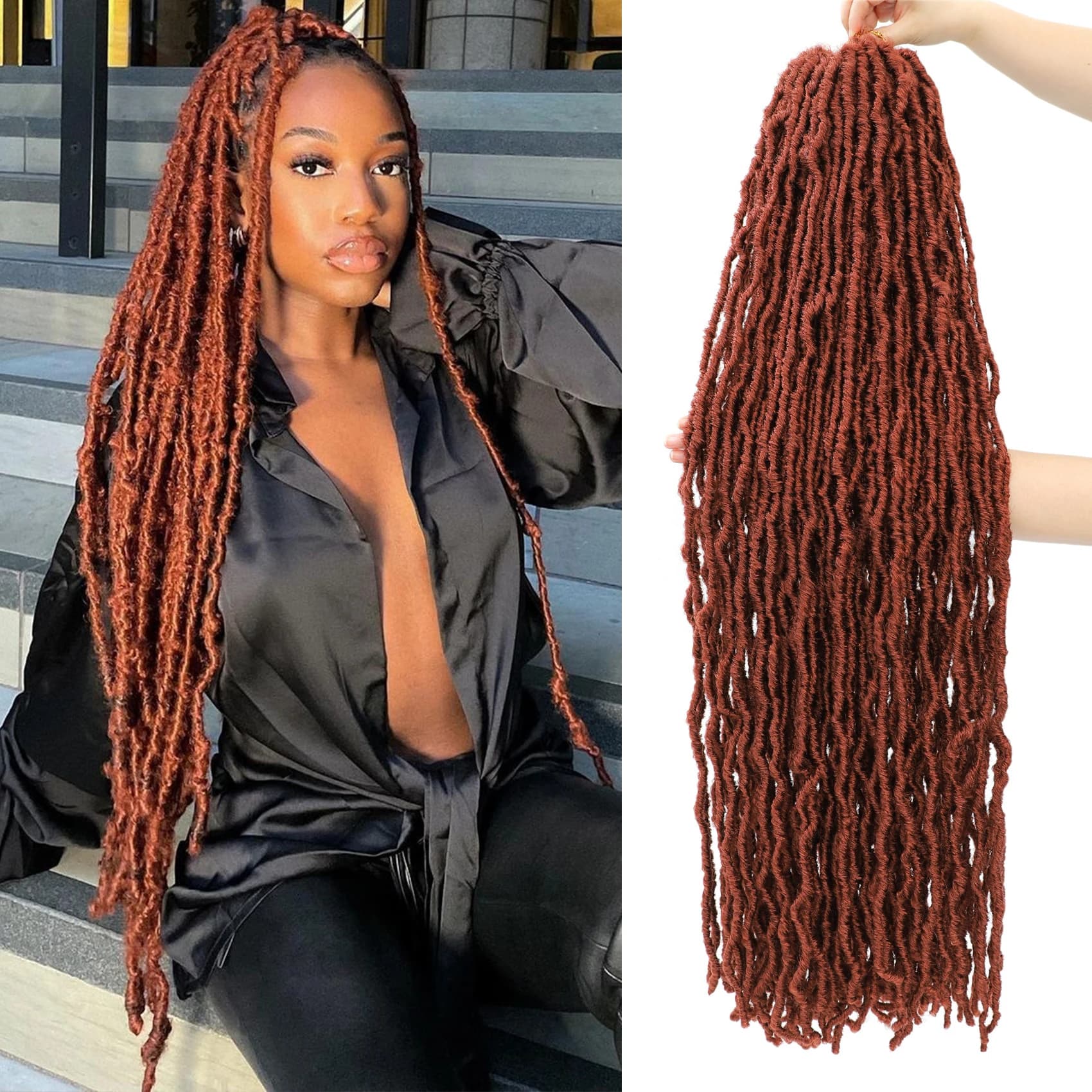 Karida 36 Inch Faux Locs Crochet Hair Extensions For Women Synthetic Soft Locs Crochet Braids Dreadlocks Hair Extensions