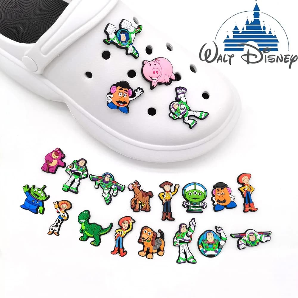 MINISO 1-20PCS Cartoon Bath Lightyear Shoe Buckle Disney Toy Story Shoe Decoration Shoes Charms Accessories Summer Sandals Clogs