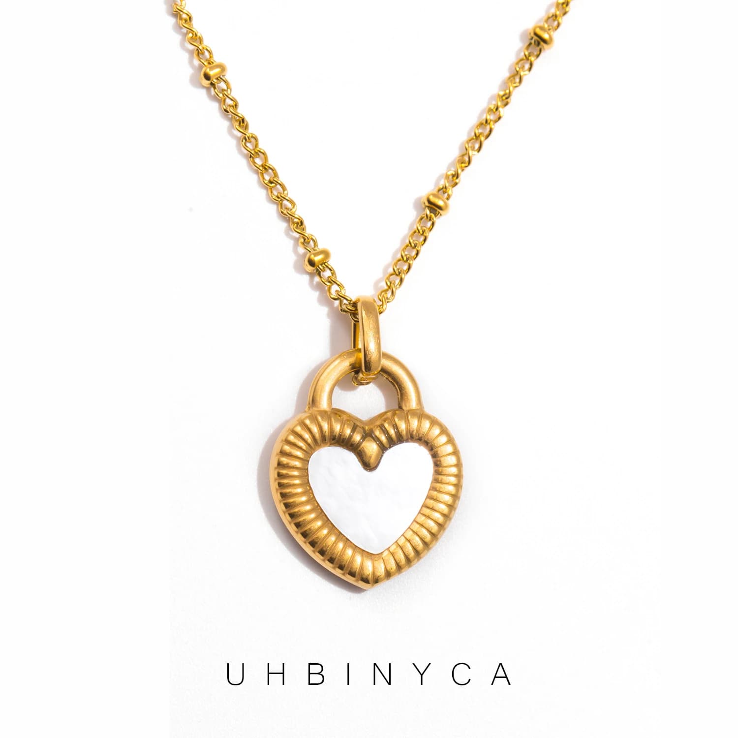 Black and White Double-sided Heart-shaped Pendant Necklace for Women, Stainless Steel Jewelry for Daily Wear and Matching